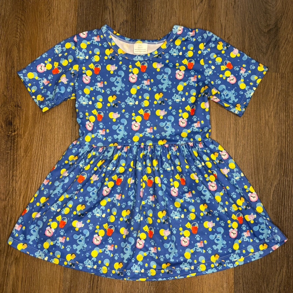 Blues Clues Dress Girls 6 - 7 Blue Short‎ Sleeve Josh All Over Print T Shirt